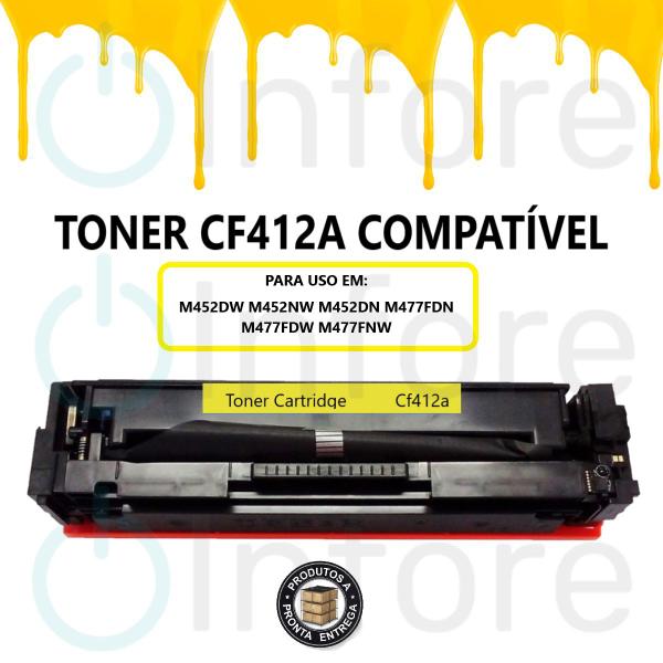 Imagem de Cartucho de Toner CF412A 412A para  M452dw M452dn M477fdw M477fnw Compatível Amarelo