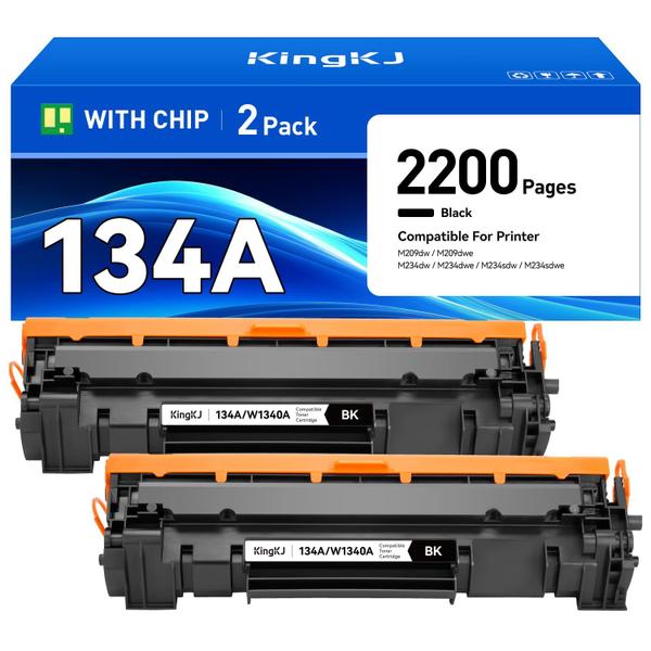 Imagem de Cartucho de toner KingKj 134A, pacote com 2 chips para HP Laserjet