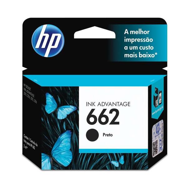 Imagem de Cartucho HP 662 Original CZ103AB Preto p/ DeskJet 2516, 3516, 3546, 2546, 1516, 4646, 2646