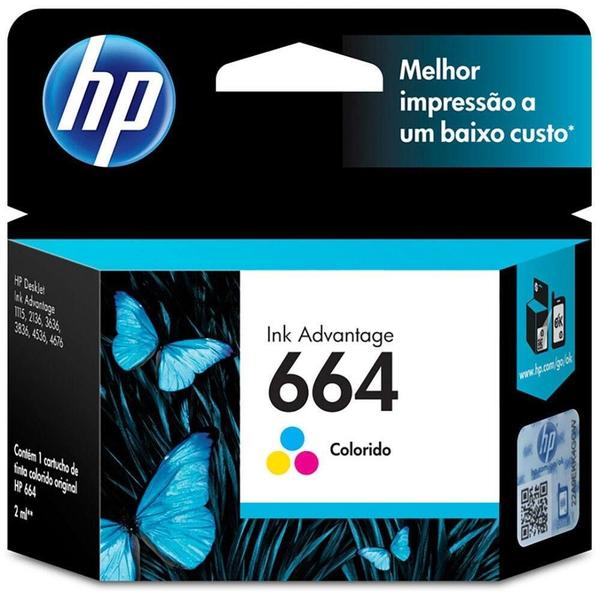 Cartucho HP 664 Colorido Original (F6V28AB) Para HP Deskjet 2136, 2676, 3776, 5076, 5276 Imagem de Cartucho HP 664 Colorido Original (F6V28AB) Para HP Deskjet 2136, 2676, 3776, 5076, 5276