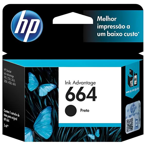 Cartucho HP 664 Preto Original Para HP Deskjet 2136, 2676, 3776, 5076, 5276 Imagem de Cartucho HP 664 Preto Original Para HP Deskjet 2136, 2676, 3776, 5076, 5276