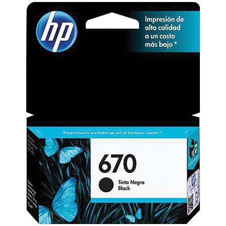 Imagem de Cartucho HP 670 Preto CZ113AB 7,5ML