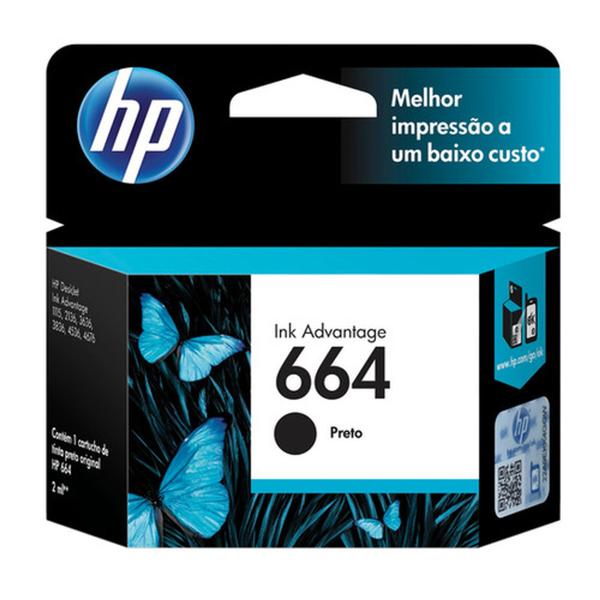 Imagem de Cartucho Original HP 664 Preto - F6V29AB HP Para HP Deskjet 2136, 2676, 3776, 5076, 5276