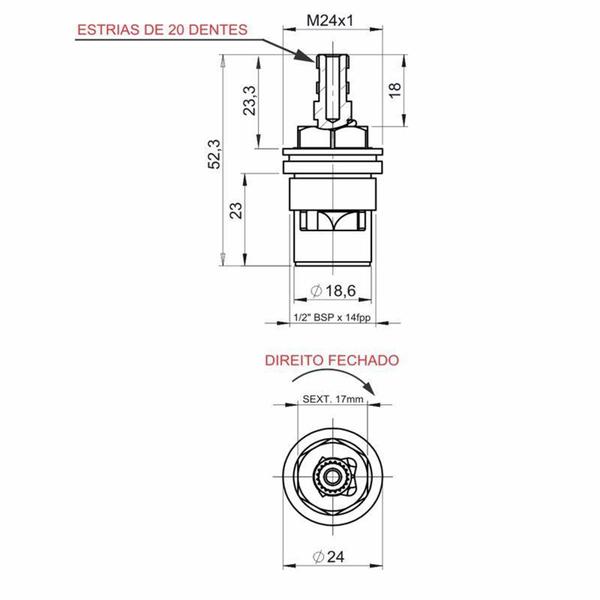 Imagem de Cartucho perflex 1/4 volta direito 11609000