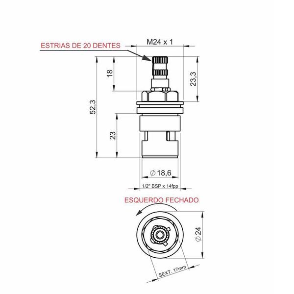 Imagem de Cartucho Perflex 1/4 Volta Esquerda 11609100