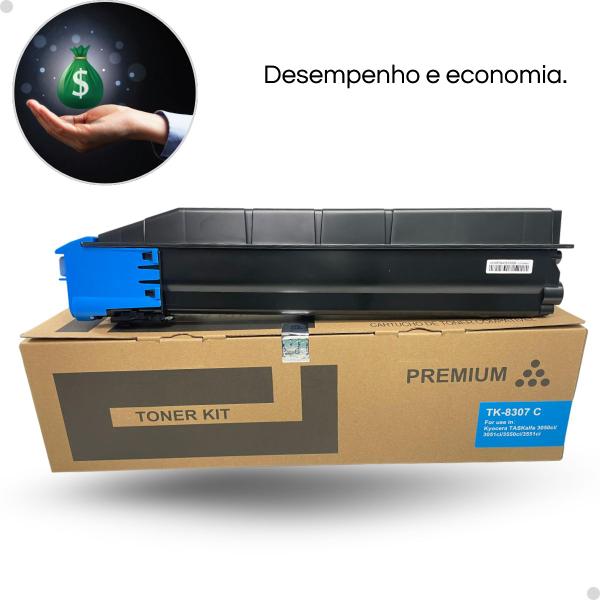 Imagem de Cartucho Toner Compatível Kyocera Tk8307 Ciano Com Chip