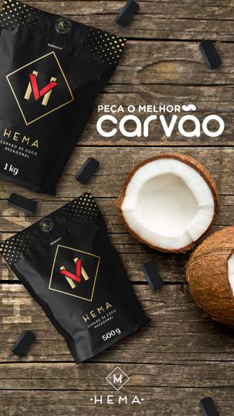 Imagem de Carvão formato Hexagonal de Fibra de Coco - HEMA 1 KG