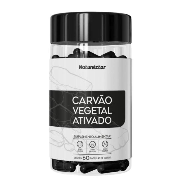 Imagem de Carvão Vegetal Ativado Puro Suplemento Alimentar Natunéctar Legitimo Mineral Pó Original 60 Cápsulas