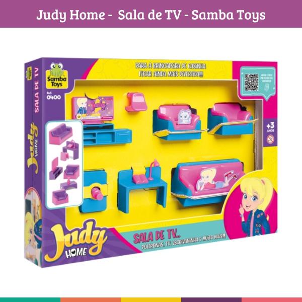 Imagem de Casa Boneca Sala Rosa Completa Judy Home Casinha Samba Toys