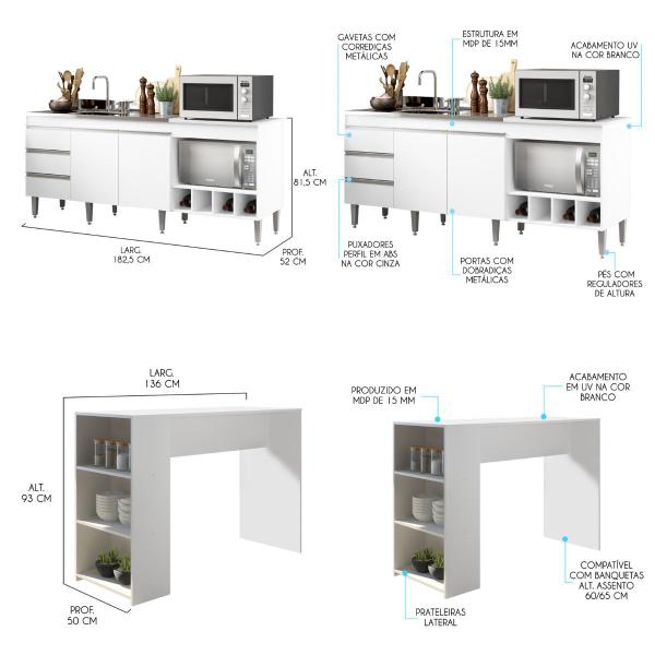 Imagem de Casa Completa Mobiliada Cozinha Quarto Sala 6 Peças MDP Branco MENU