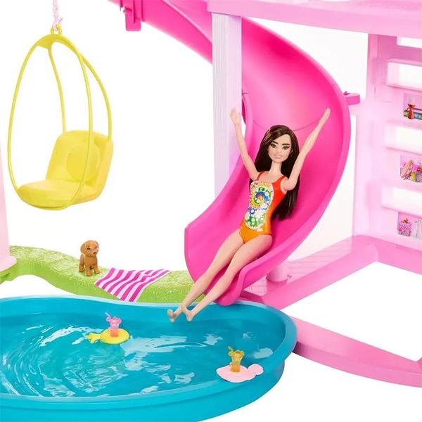 Imagem de Casa da Barbie Dreamhouse Pool Party Doll House 75+ pçs HMX10 - Mattel