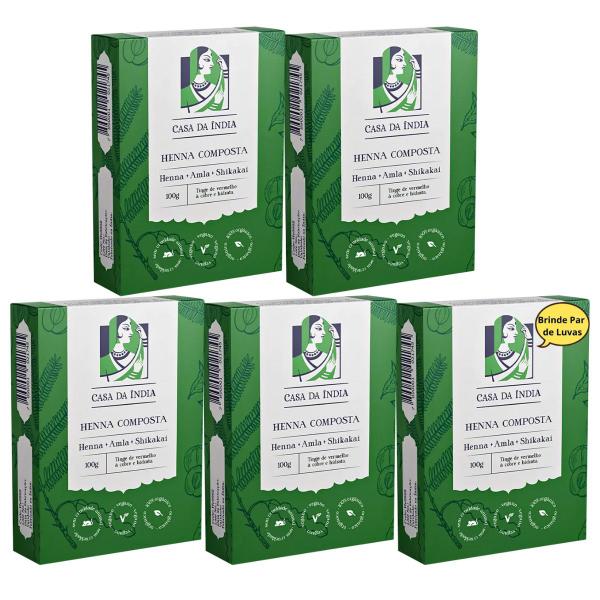 Casa Da India Henna Indiana Composta Herbal 100g 05 Unidades - Casa da Índia Imagem de Casa Da India Henna Indiana Composta Herbal 100g 05 Unidades