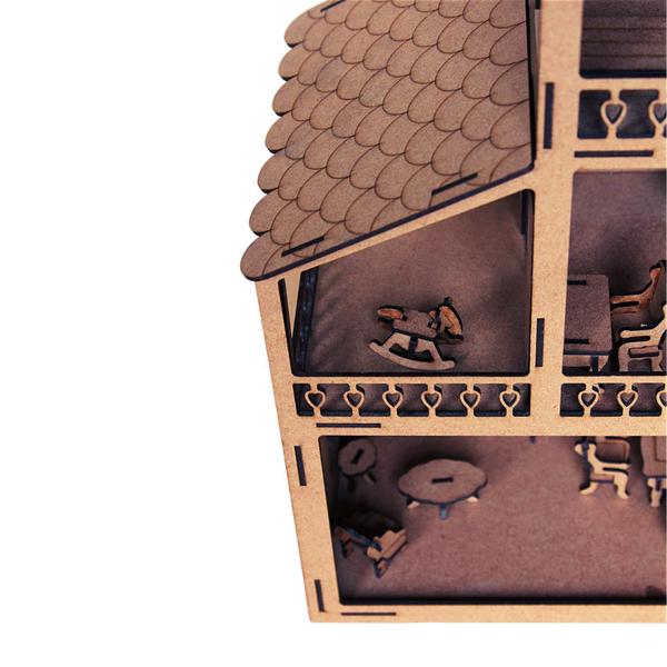 Casa De Boneca 60Cm + Kit Móveis Polly Lol Mdf Cru - Doce Arte Em Madeira Imagem de Casa De Boneca 60Cm + Kit Móveis Polly Lol Mdf Cru