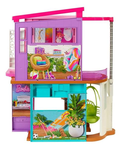 Imagem de Casa De Bonecas Barbie Malibu + Acessórios Mattel - Hcd50