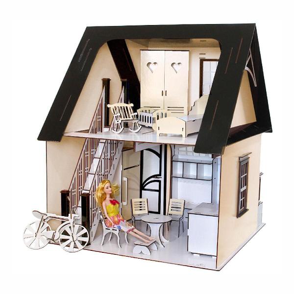 Imagem de Casa De Bonecas Escala Barbie Com Garagem Milla Crem Darama