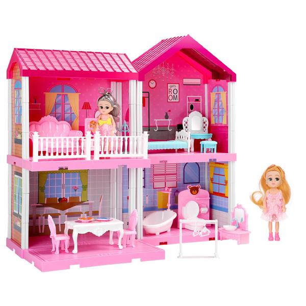 Imagem de Casa de Bonecas Temi Dollhouse Dreamhouse Girls Pretend Toys com Acessórios e Animais de Estimação +3 anos