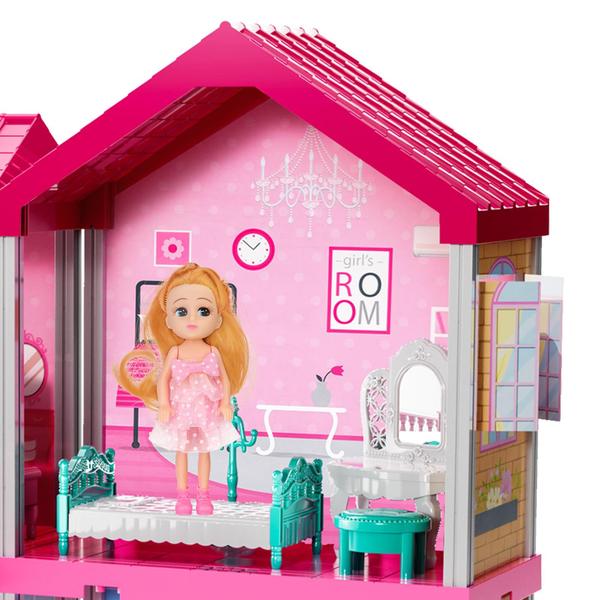 Imagem de Casa de Bonecas Temi Dollhouse Dreamhouse Girls Pretend Toys com Acessórios e Animais de Estimação +3 anos