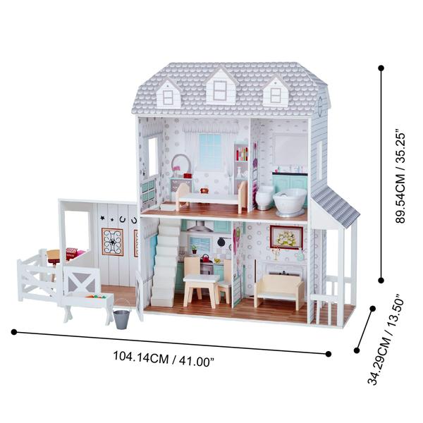 Imagem de Casa de fazenda Dollhouse Teamson Kids Dreamland para 12 bonecas