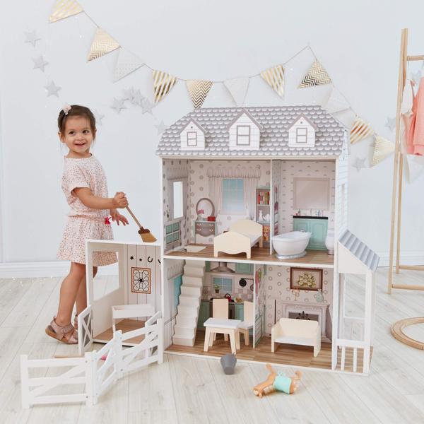 Imagem de Casa de fazenda Dollhouse Teamson Kids Dreamland para 12 bonecas