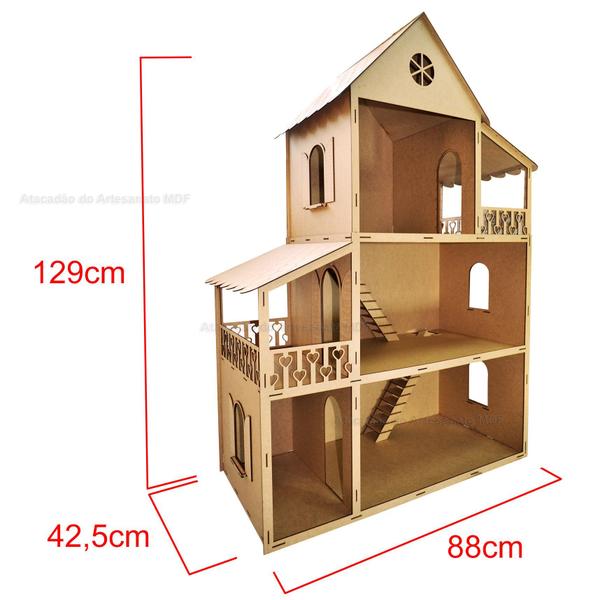 Imagem de Casa Para Boneca Barbie Desmontada 129x88x42,5 Mdf Madeira