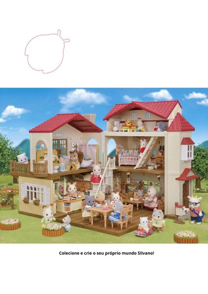 Imagem de Casa telhado vermelho com luzes brinquedo sylvanian families