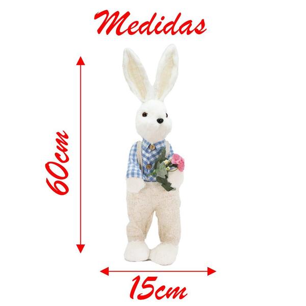 Imagem de Casal De Coelhos De Páscoa Decoração Coelhinhos Românticos 60cm