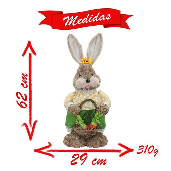 Imagem de Casal De Coelhos De Páscoa Decoração Enfeite Coelhinhos - 62cm