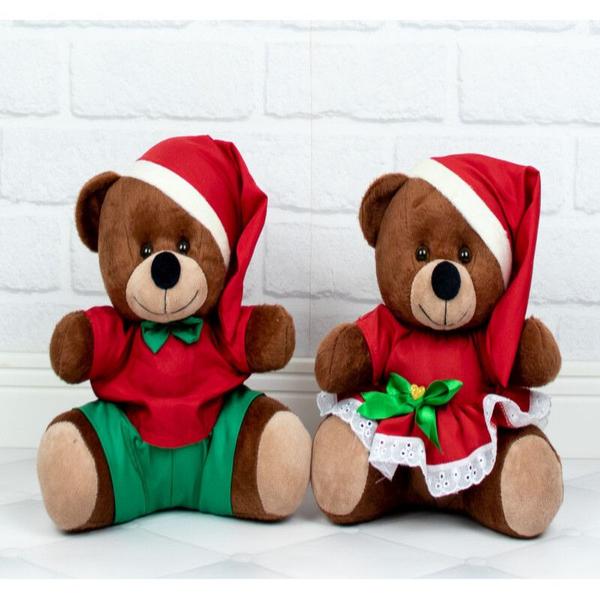 Imagem de CASAL DE URSOS TEDDE NATAL 18cm PARA DECORAÇAO