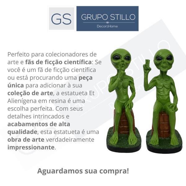 Imagem de Casal Estatua E.t Alien Decorativo Em Resina Extraterreste