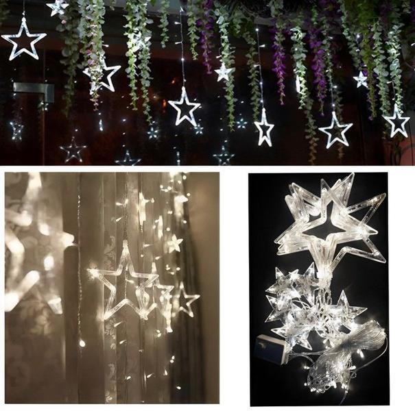 Imagem de Cascata 138 Leds Pisca Pisca Natal Estrela Decoração 3mts