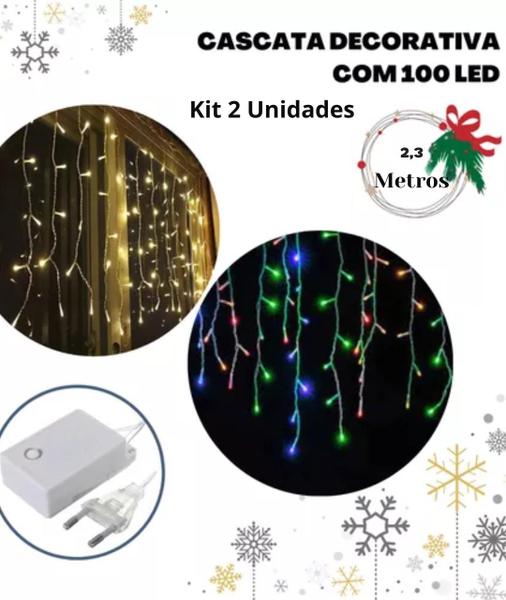 Imagem de Cascata 200 Led 4,60m Luz Piscante Função Decoração Natal