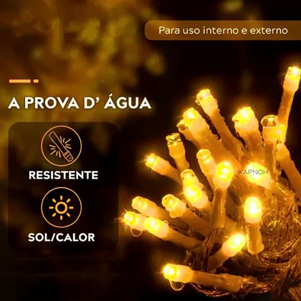 Imagem de Cascata 200 LED Branco 5m Decoração 8 Funções Pisca Natal