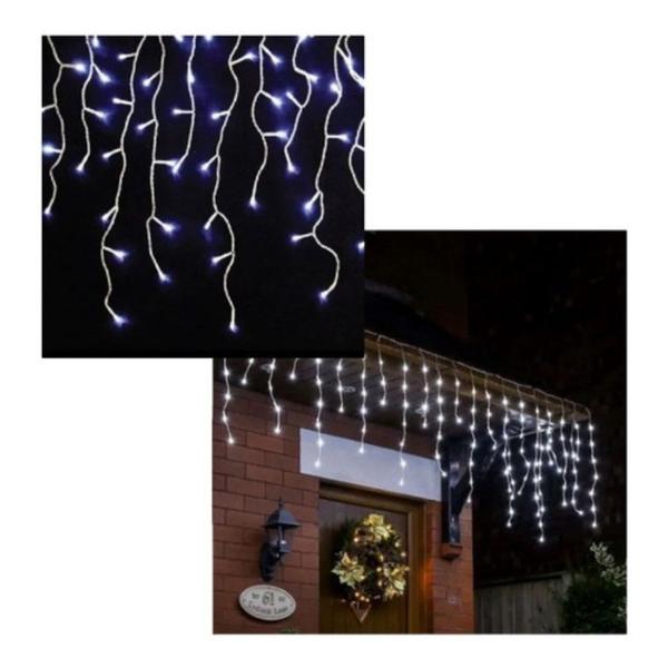 Imagem de Cascata 200 Leds 5m Pisca Pisca Branco Enfeite Natal Decorativo