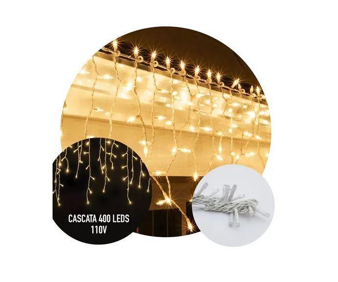 Imagem de Cascata 200 Leds 5mts Branco Morno/quente 110v