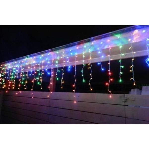 Imagem de Cascata 300 Led 10 Funções Prova D'água Colorido 31v Bivolt Fio Branco 6m Uso Externo Natal