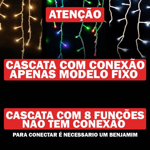 Imagem de Cascata 400 Led Fixo Macho E Fêmea C/emenda 10m Natal 110v