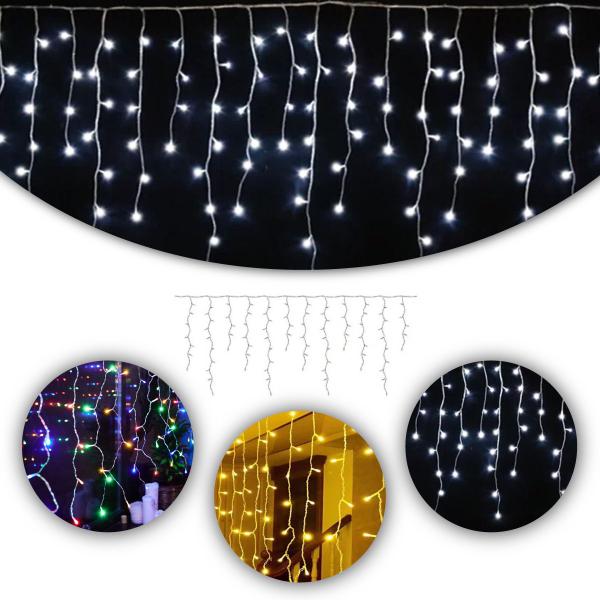 Imagem de Cascata 400 Leds Branco Frio Pisca 9,5 Metros Decoração Natal 8 Funções 110v 