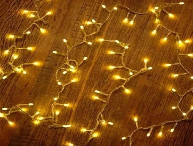 Imagem de Cascata 400 Leds Branco Quente 10m Fio Branco Luz Led Decoração Natal 110v