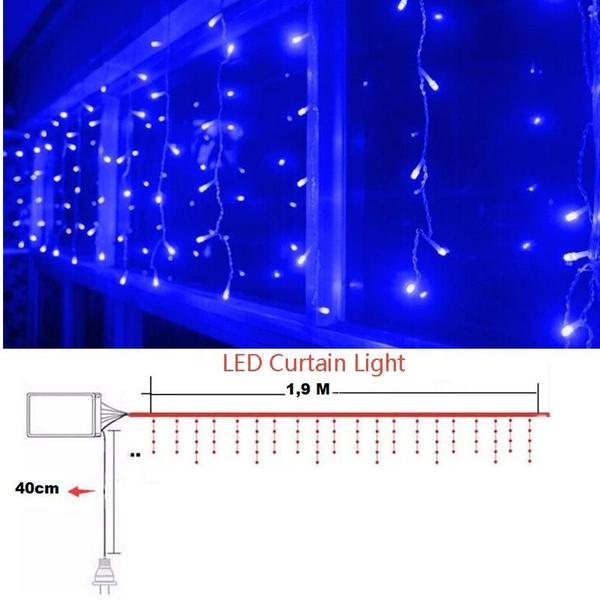 Imagem de Cascata Azul Pisca Fio Transparente 100 LED  2 metros 127 V