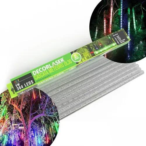 Imagem de Cascata Bastão 8 Tubo 384 Led Chuva Meteoro  RGB Bivolt Iluminação Natalina