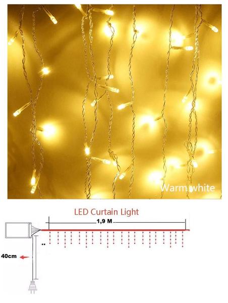 Imagem de Cascata Branco Quente 8 funções 100 Luz Led 2 Metros 127 V