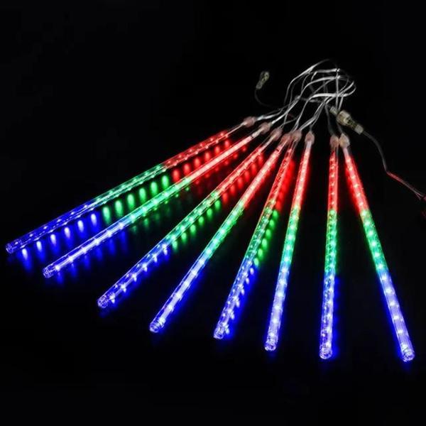 Imagem de Cascata C/8 Tubos Queda Pisca Chuva Led Decoração Natal 30cm