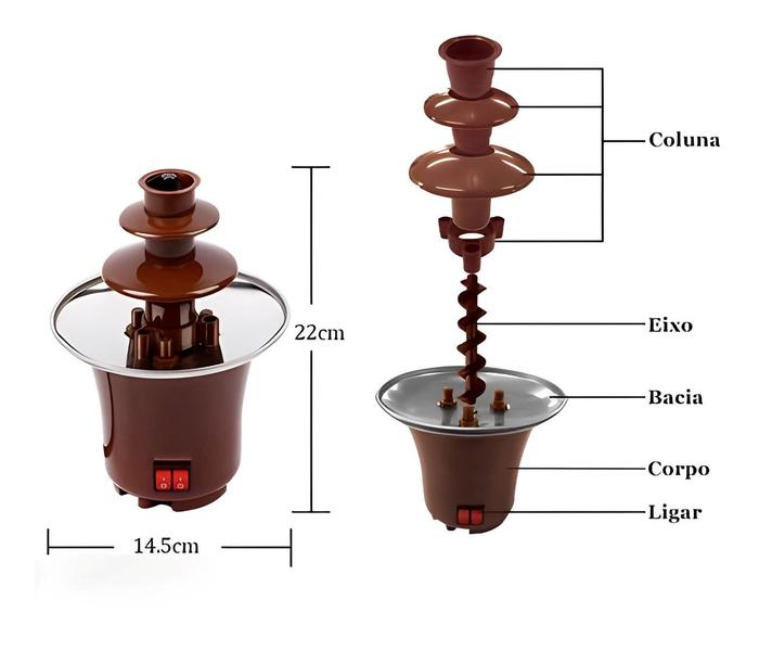 Imagem de Cascata Chocolate Quente Chocolateira 3 Torres Elétrica 110v