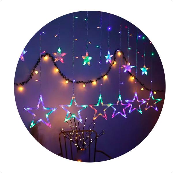 Imagem de Cascata De Estrela 138 Leds 8 Funções 2,5m Extensível 127V