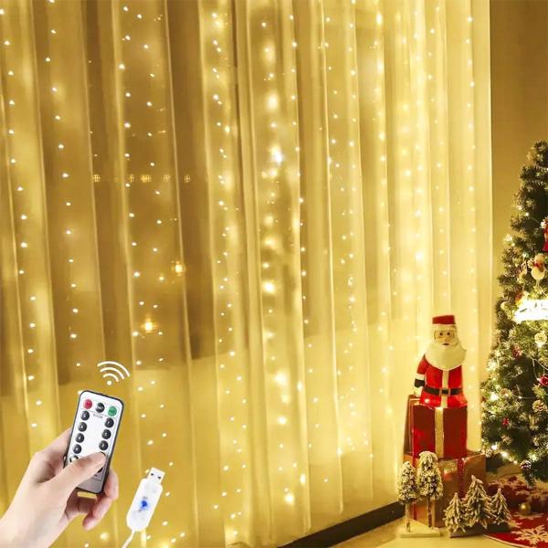 Imagem de Cascata De Natal 300 Leds Cordão De Luz De Fada Com Controle