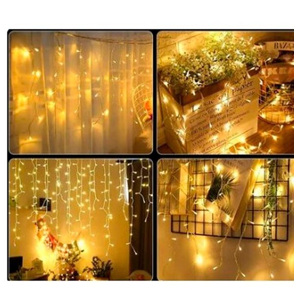 Imagem de Cascata De Natal 400 Led 9,5Mts Branco Quente  Fio Branco