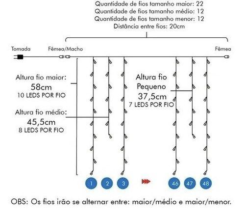 Imagem de Cascata LED 10 Metros 400 Lâmpadas Branco Quente Fixo sem Efeito 127V