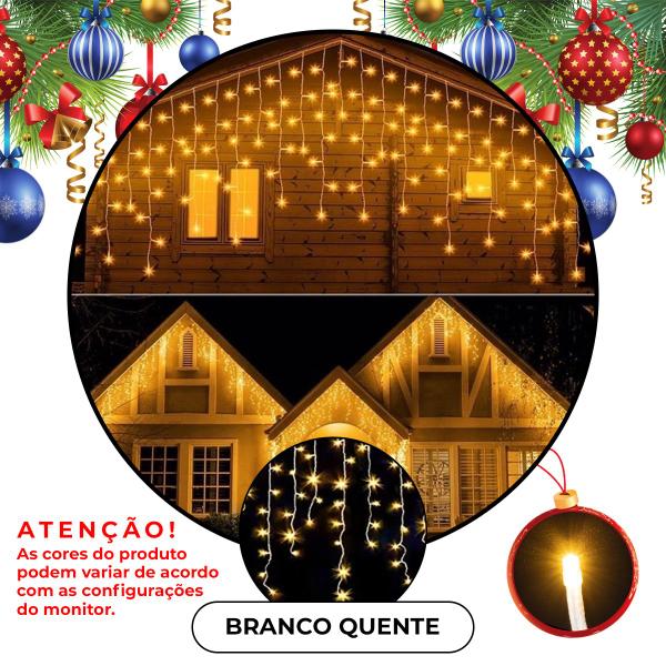 Imagem de Cascata Led 400 Leds Pisca 8 Funções Cores Decoração natalina iluminação festa Ação de graças familia loja faixada Merry Christmas Apartamento