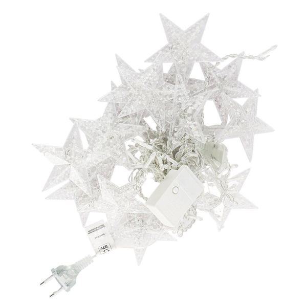 Imagem de Cascata Luzes Decoração Natalina V Estrela Natal 3 Metros 8 Funções Pisca Pisca 136 LEDs Branco Quente 110v