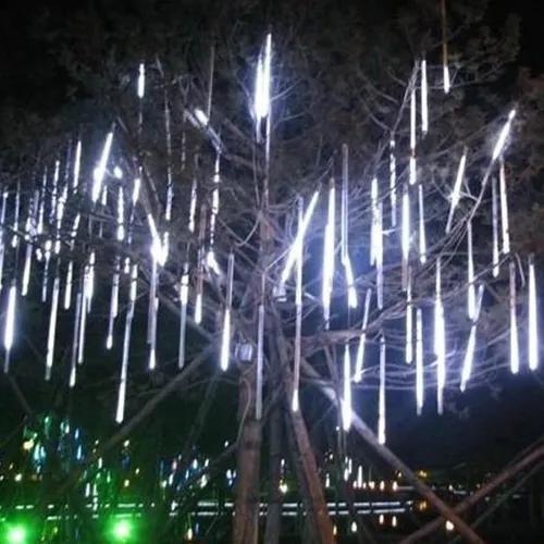 Imagem de Cascata Meteoro  de led 8 Tubos Queda Pisca Pisca Chuva Gelo 50cm Branco ou Colorido